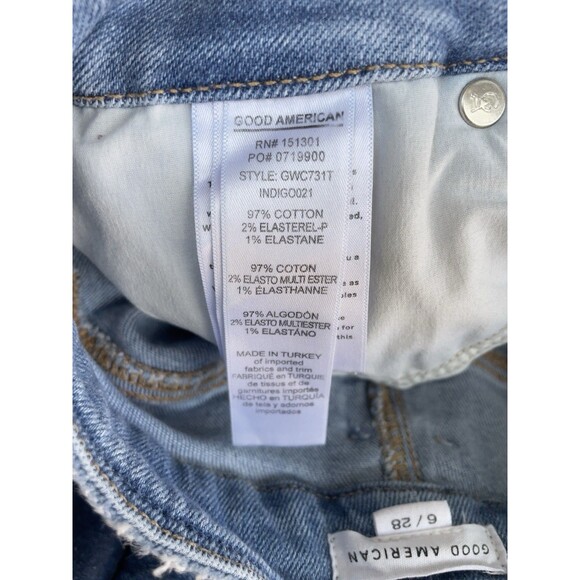 Good American GWC731T Women’s High Rise Stretch Jeans Size 6/28 Distressed  Hem - Picture 6 of 9